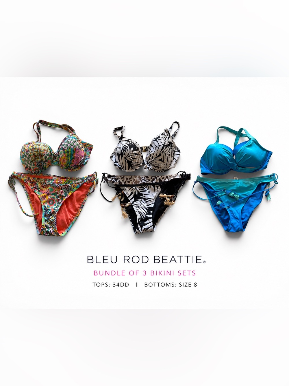 Bleu Rod Beattie Bikini Bundle of 3 | 34DD Tops | Size 8 Bottoms | EUC